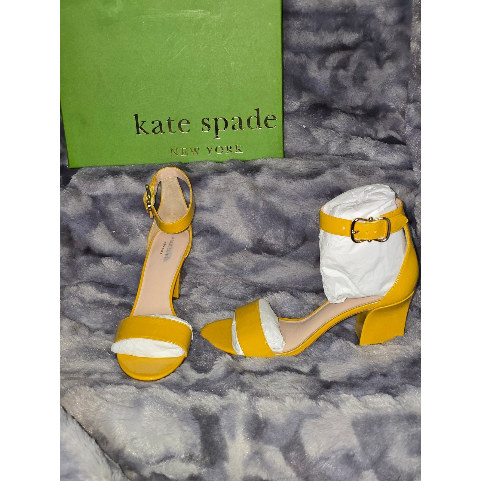 NWB Kate Spade Susanne in Marigold Patent Leather Block Heels 9.5