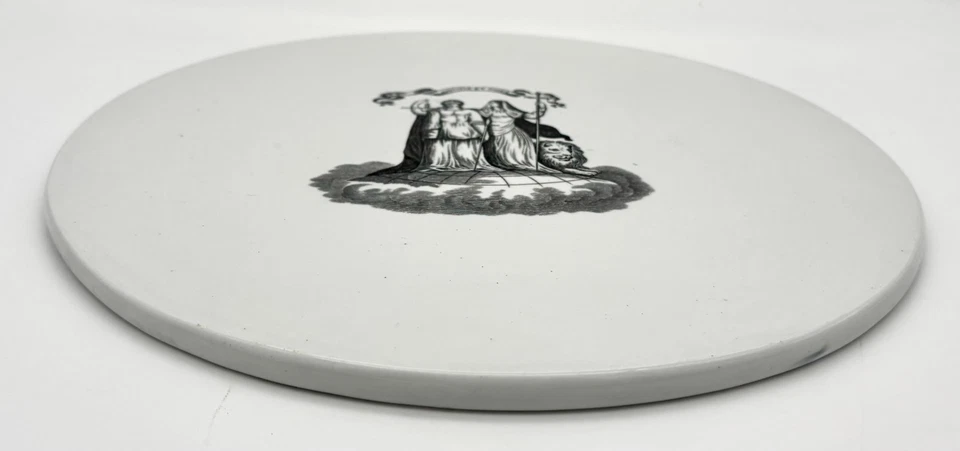 Antique English Ironstone 11” Printed Scale Plate “Justitia Et Fides” C. 1900 - Image 4 of 4