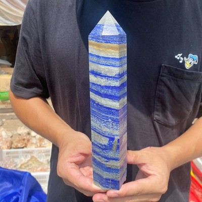 2LB Natural lapis lazuli crystal obelisk quartz crystal energy column Healing