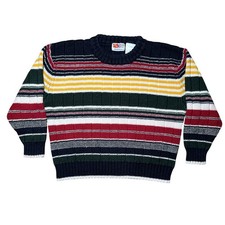 Vintage 90s McKIDS Mc Donalds Striped Sweater Boys Size 5 Navy Red Green Yellow