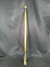 Vintage Brass  Wood Shoe Horn Back Scratcher Combo 25  