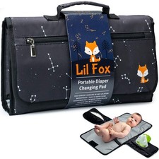 Lil Fox Portable One-Hand Changing Pad Baby Diaper Bag Travel Unisex Clean Surfa