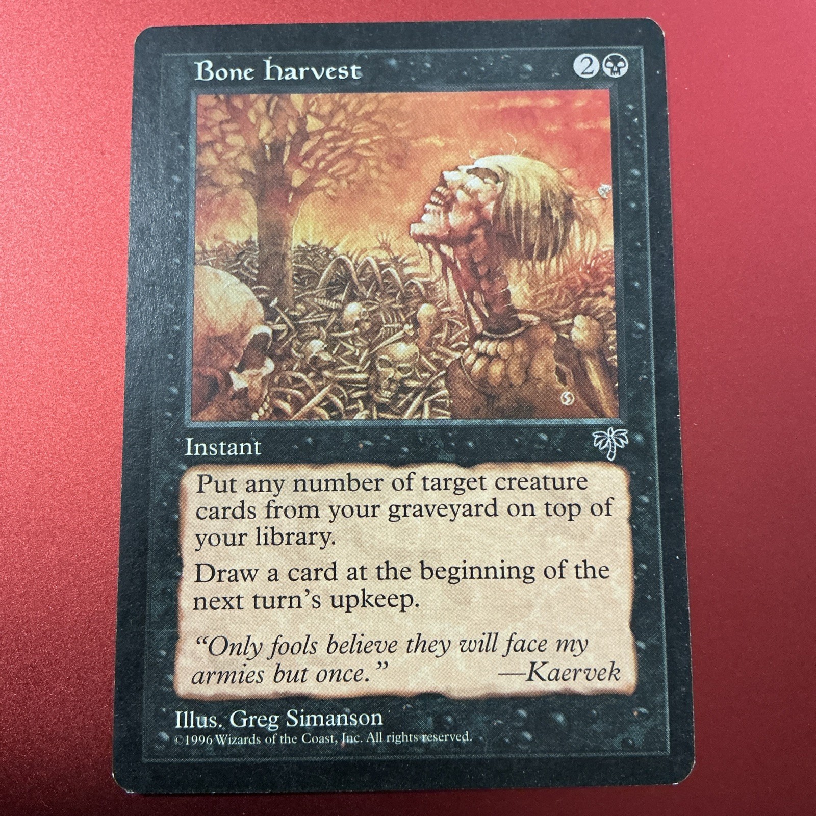 1996 Bone Harvest Mirage Magic the Gathering MTG Common LP
