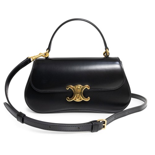 CELINE 119533BF4 Teen Laura Triomphe Calfskin, Black Handbag