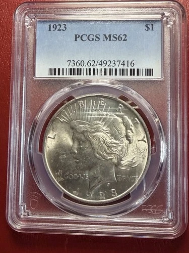 1923 $1 Peace Dollar. PCGS MS-62. Free Shipping