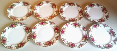 Lot of 8 Royal Albert Old Country Roses 8'' Salad Plates - Full Gold Rims - NICE!