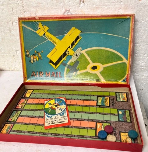 Vintage 1920s-1930s Milton Bradley Co. Airmail Air Mail Game #4881 Boardgame