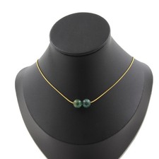 Collana 2 Perle Mica Verde Di Tanzania Qualità 5A 8 Mm. Catena In Collana Donna