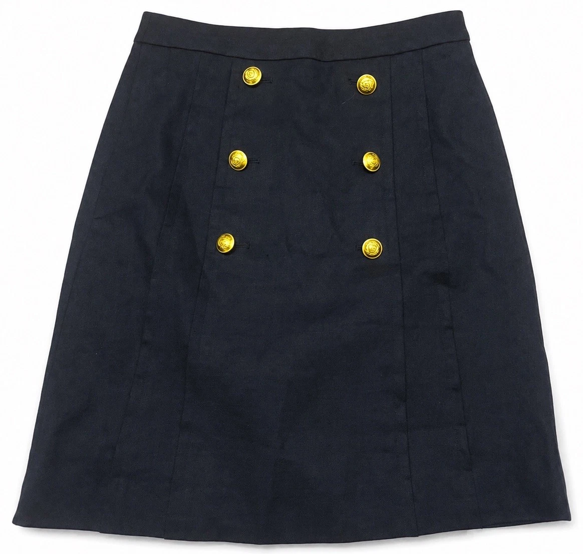 J Crew Skirt Sz 10 Blue Linen Cotton Blend A-Line Career Office Knee Length