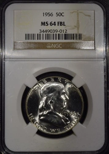 1956 Franklin Half Dollar "NGC MS64 FBL"
