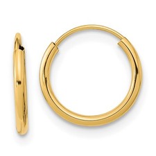 14k Yellow Gold Endless Hoop Earrings 0.22gm L-12 mm, W-12 mm Gift for Mother