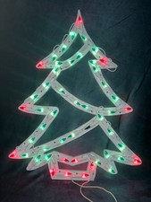 Vtg Christmas Silhouette TREE Double Sided Lighted Window Wall Decoration w/Box