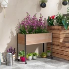 Wooden Elevated Planter Box with Metal Legs and Wheels