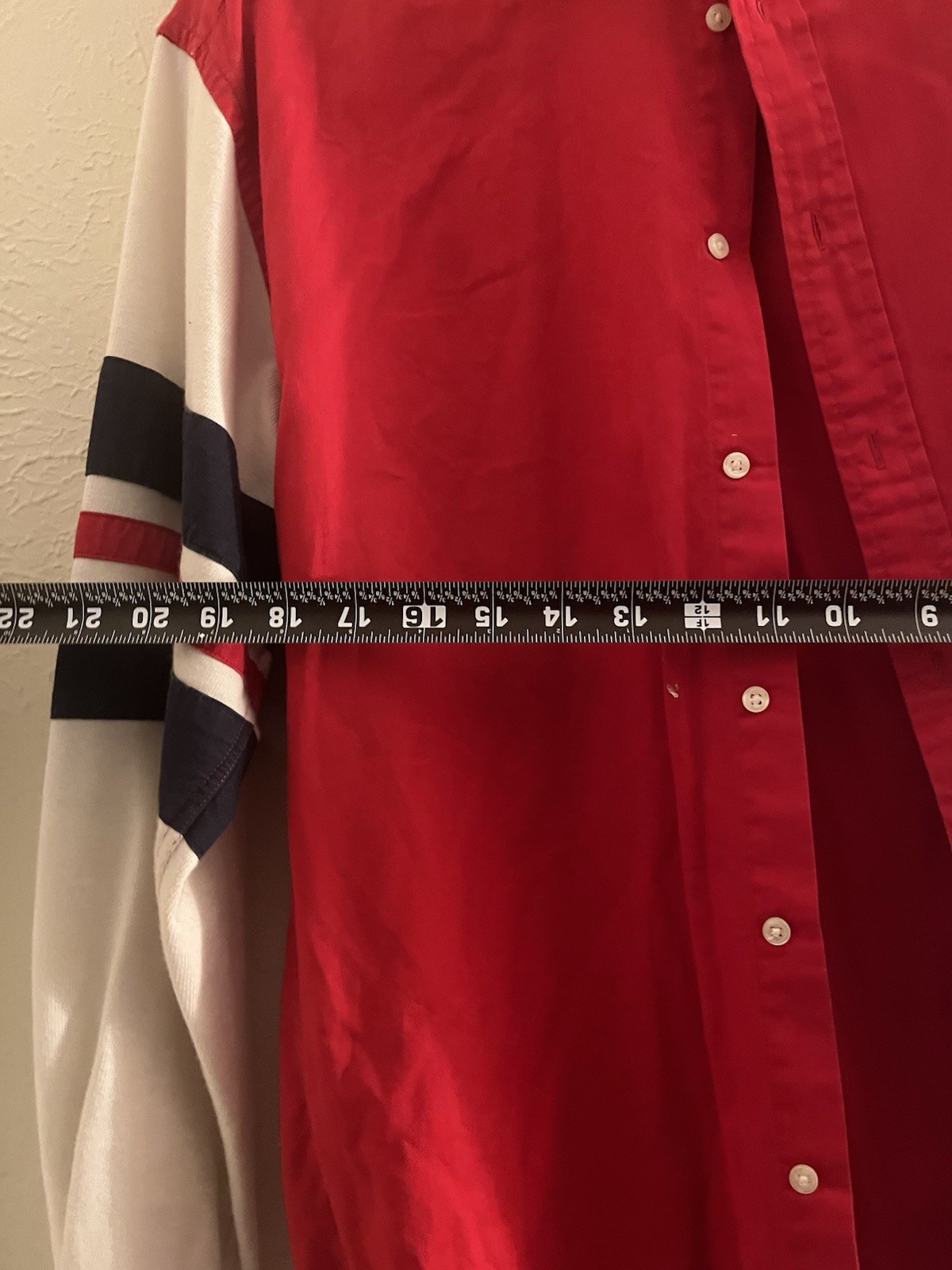 Vintage Tommy Hilfiger Long Sleeve Button Down Alpine Olympics Red White Blue thumbnail 5