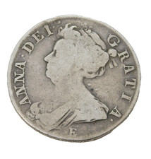 Queen Anne Edinburgh Mint Silver Half Crown Coin Antique 1708 Fair Condition