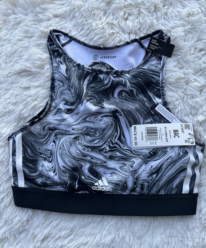 Adidas Women's Black and White Sports Bra New size MAC