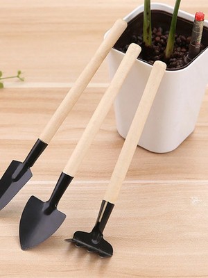 3-teiliges Mini-Gartenwerkzeug-Set - Rechen, Kelle, Schaufel, für den Anbau von Blumen,