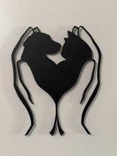 Hands Holding Cat & Dog Wall Door Art Silhouette | 3D Printed Decor, Stylish Art
