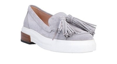 TOD'S Gray Suede Tassel Flat Loafer Sneakers Shoes 37 /7 Authentic