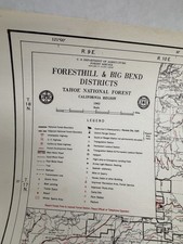 U.S. Forest Service 1962 Foresthill & Big Bend Tahoe National Forest Map US VTG