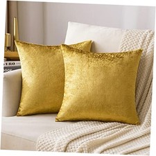 Velvet Throw Pillow Covers 18x18 Inch, Pack of 2 18" x 18" Pack of 2 Golden