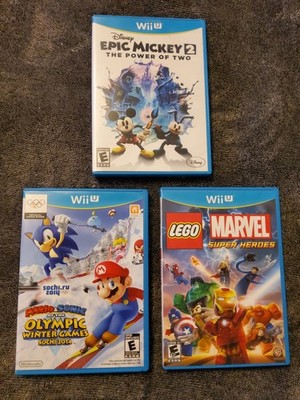 NINTENDO WII U Lego Marvel Mario Sonic Epic Mickey 2 VIDEO GAME LOT of 3 Tested