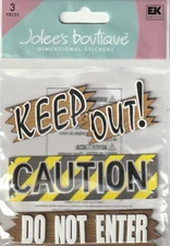 Jolee's Boutique Dimensional Stickers ~ Caution ~ 3 Pc