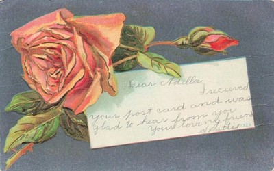 Dear Adella Flower Rose Vintage Postcard