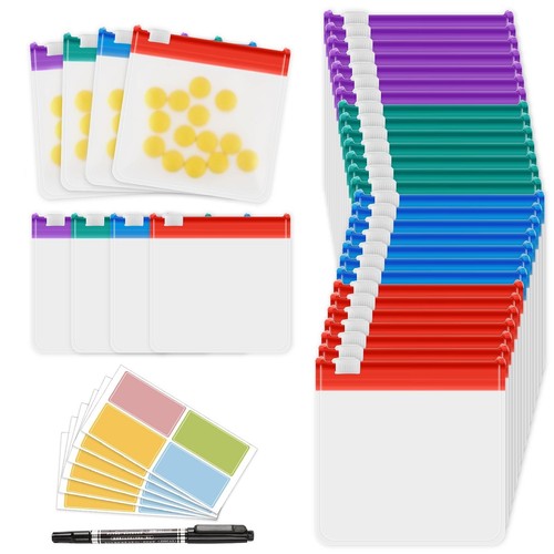 39 Pcs Pill Pouch Bags Set - Zippered Pill Bags Box Travel Pill Organizer Reu...