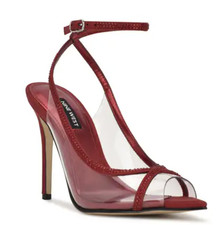 Nine West Parise Peep Toe Pump - Red / Clear - Size 8