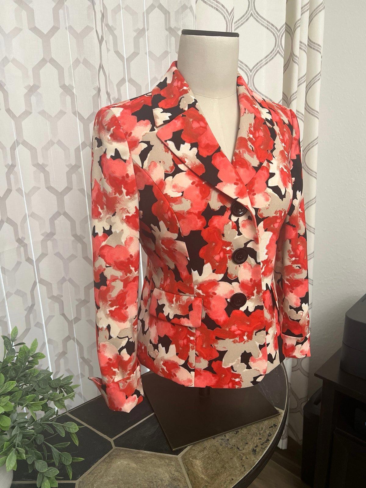 Le Suit Floral Blazer Petite Size 2P