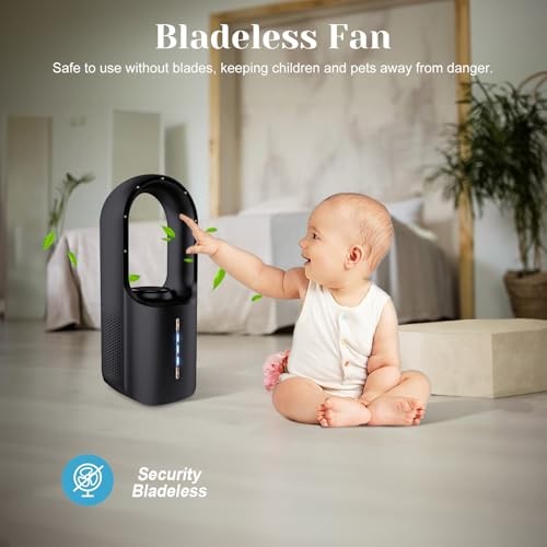 Bladeless Desk Fan, 11.8 Inch Office Fan Small Quiet, Desktop Fans with 3 Wind - Picture 7 of 7