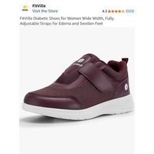 FitVille Women's Diabetic Wide-Width Burgundy Comfort Sneakers Easy Lightweight