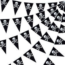 Tatuo 60 Pcs Pirate Banner Skull Flag 7.9 x 11.8 inches, Black