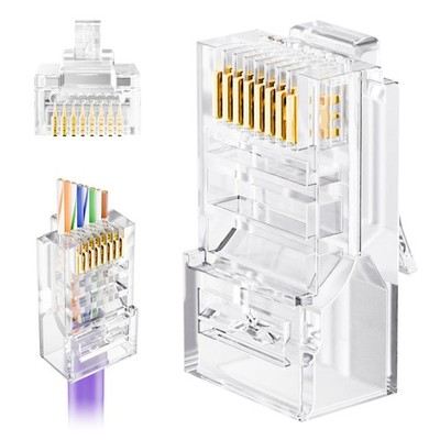 VCE RJ45 Stecker Durchgang Cat5E/Cat5 50er Pack, Ethernet transparent 