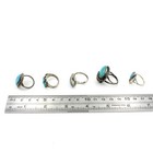 Southwest Sterling Turquoise Rope Twist Feather 5.5-8.5 Rings Lot of 5 #S5650-3 — photo 10