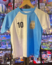 AFA Argentina Lionel Messi 10 Soccer Jersey White Blue Boys Size YS Official