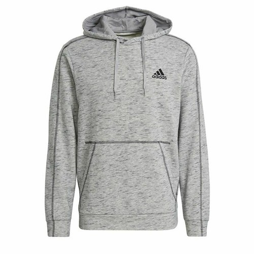 Sudadera con Capucha Hombre Adidas Essentials Mélange Embroidered Gris claro - Imagen 3 de 8