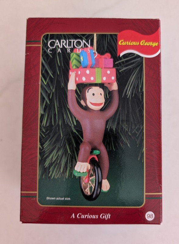 New In Box Curious George Unicycle Ornament 1999