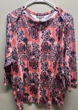 Style & Co. shirt womens plus size 3X pima cotton pink & blue  essential top New