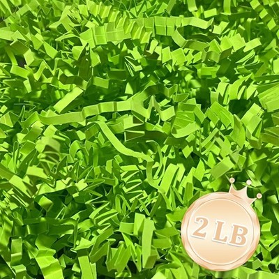 2 LB Fluorescent Green Crinkle Cut Paper Shred, Basket Filler, Gift Wrapping