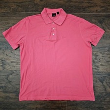 Hugo Boss Mens XL Pink Polo Shirt Short Sleeve Collared Logo Pima Cotton
