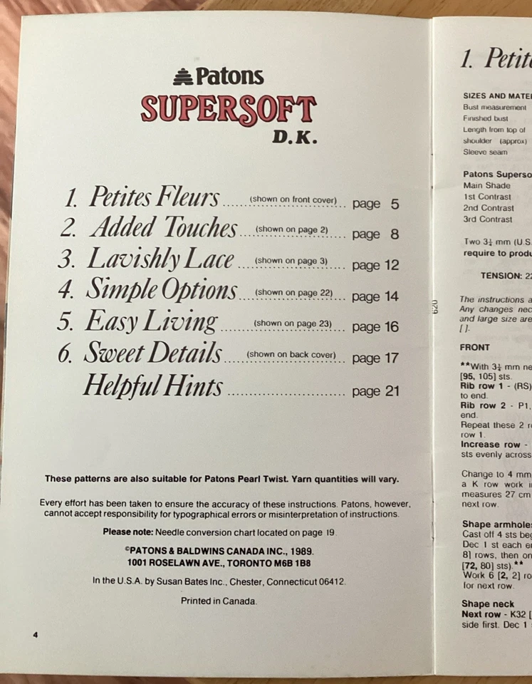 PATONS Book 620 Super Soft D. K. Sweaters Knitting Book - 5 Patterns - Image 4 of 4