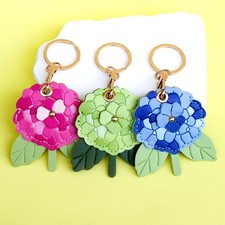 Cute Flower AirTag Holder Keychain, PU Leather Protective Case Cover