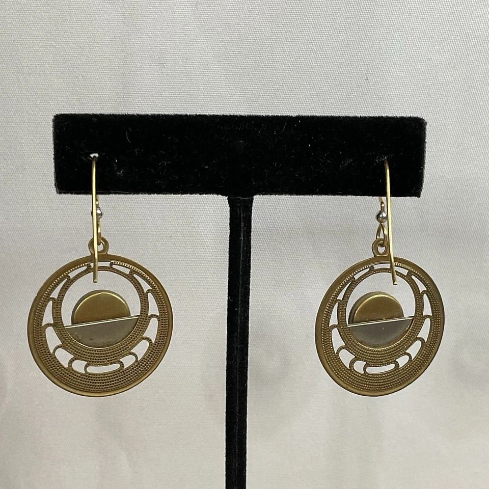 Silver Forest Earrings with Amethyst Dangle Boho Artisan Mixed Metals - Image 3 of 4