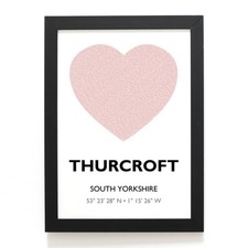 A3 PRINT - Thurcroft, South Yorkshire - Word Heart Design - SK4988