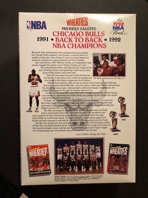 Chicago Bulls NBA World Champion 91'/ 92' Back to Back Wheaties