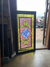 SG4723 antique Stainglass Window 23.75 x 44.75