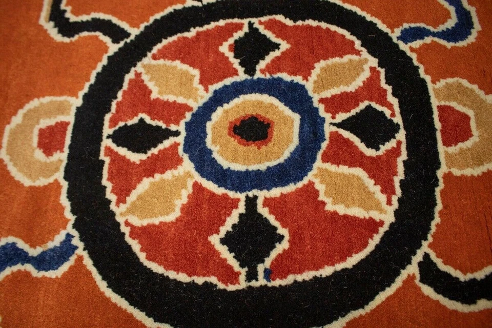 Tapete de lã tufado feito à mão design tibetano laranja oriental padrão tigre tapetes decorativos - Imagem 4 de 4