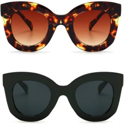 Butterfly Sunglasses Semi Cat Eye Glasses Plastic Frame Clear Gradient Lenses